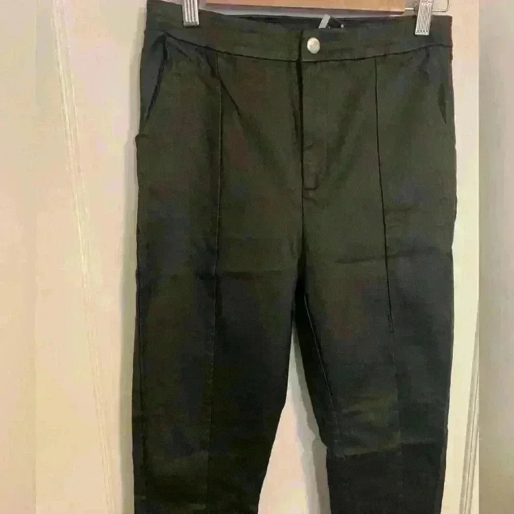 Princess Polly Ryan Pants, Black faux leather style, split hem, Women’s size 10